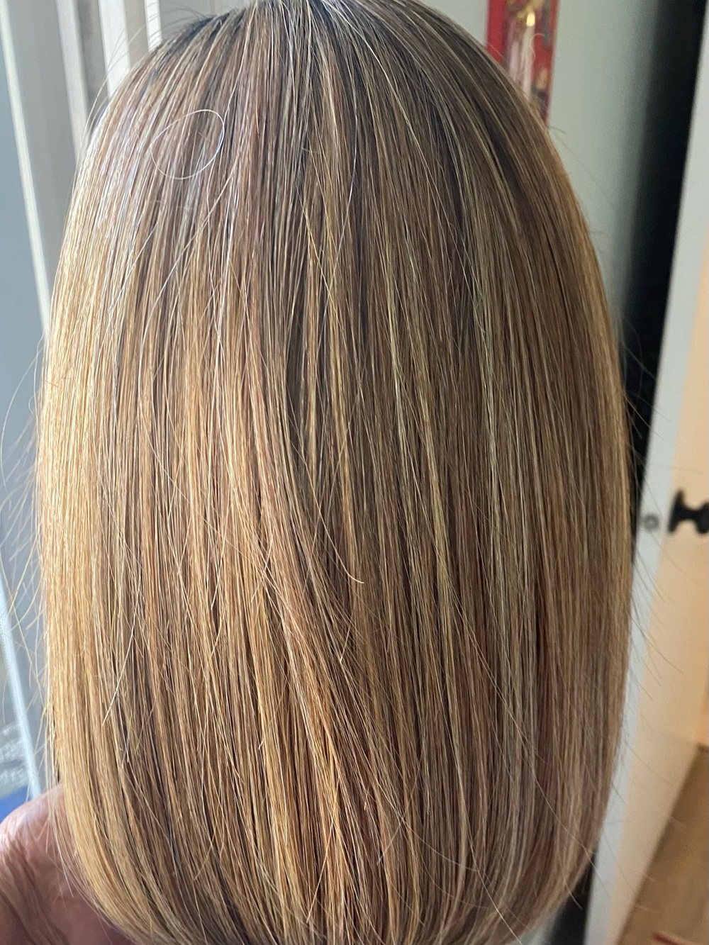 Juliette wig by Push/HF synthetic lace front/ Mono top/color Mocha with Cream.